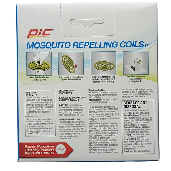 Pic Mosquito Repelling Coils 2 Box of 10 (Total 20 Coils) New Sealed C-10-12 NIB - Picture 4 of 9